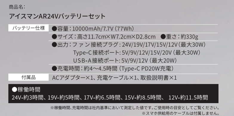 アイスマンHV24Vバッテリーセット